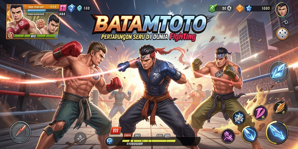 Tangkapan layar utama menunjukkan aksi pertarungan intens di BATAMTOTO.