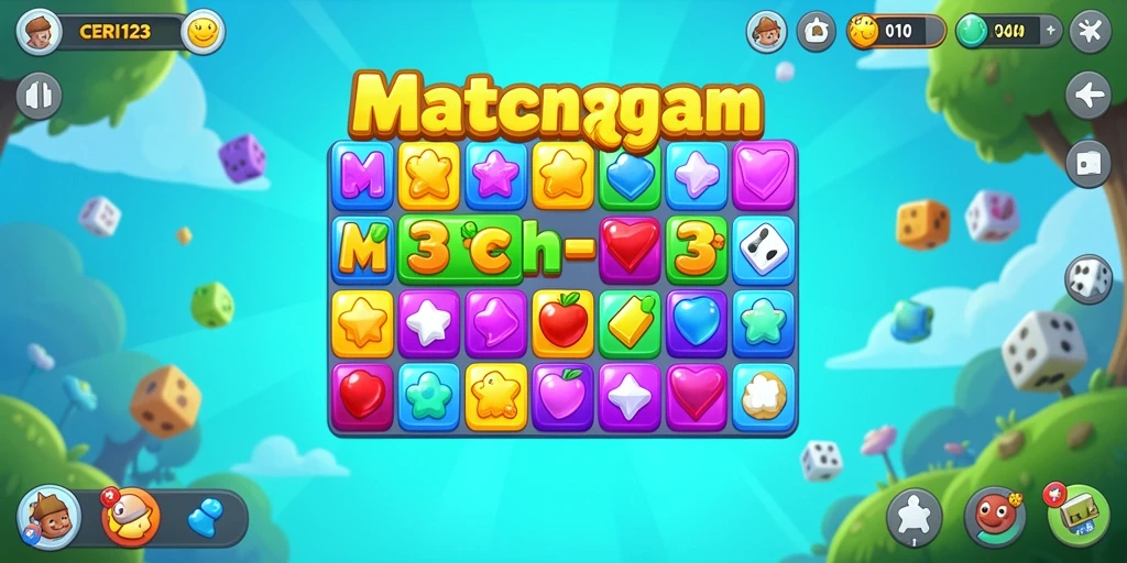 Gameplay CERI123 menampilkan pertandingan batu permata seru dalam suasana yang ceria.