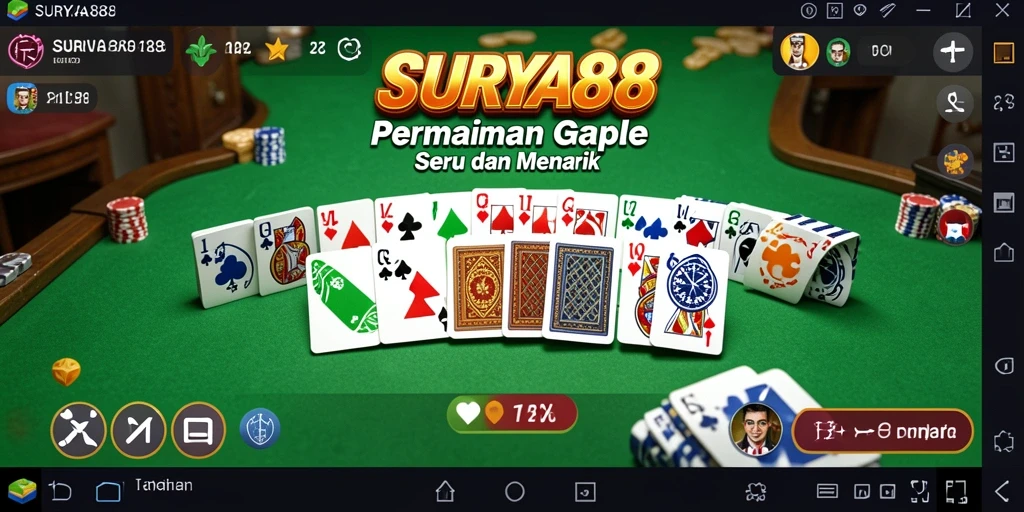 Screenshot gameplay yang menarik dari SURYA88 dengan mode Gaple.