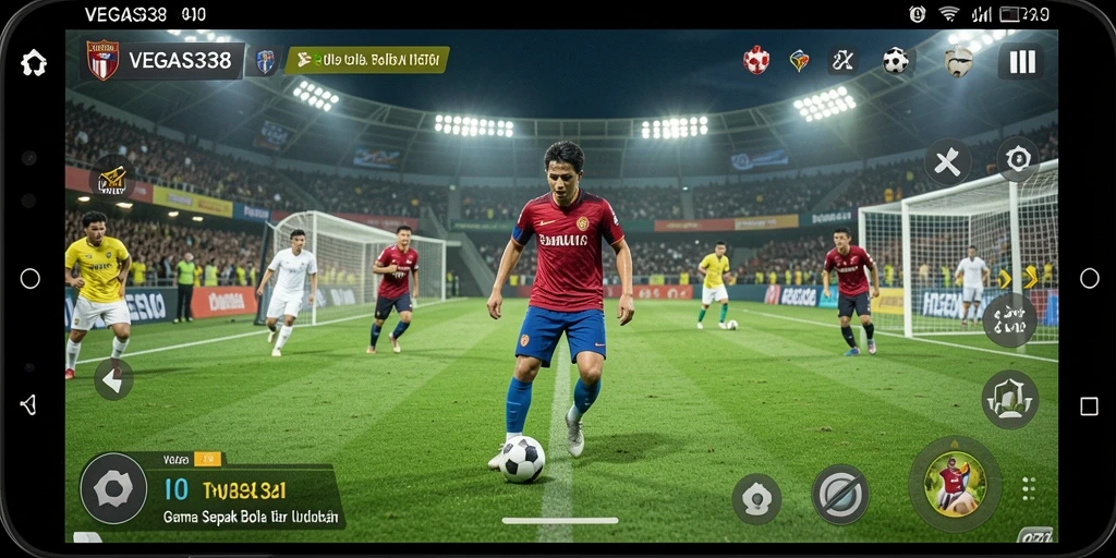 Tampilan utama gameplay <strong>VEGAS338</strong> yang epik dan penuh aksi sepak bola.